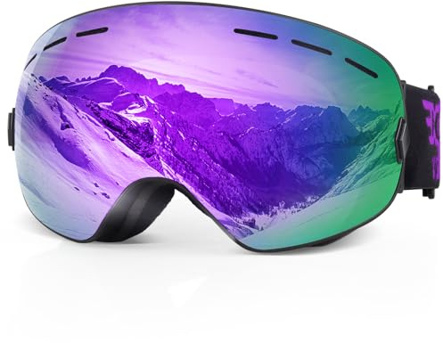 EXP VISION Snowboard Skibrille für Herren Damen und Jugendliche, Überbrille Skifahren Snowboardbrille mit Anti Fog und UV400 Schutz Dual Lenses Schneebrille