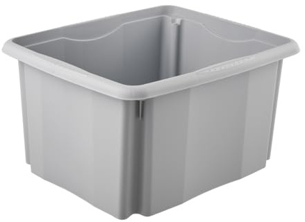 keeeper Aufbewahrungsbox mit Dreh-/Stapelsystem, 24 l, 41 x 34,5 x 22 cm, Emil Eco Line, Grau (Eco Stone Grey)