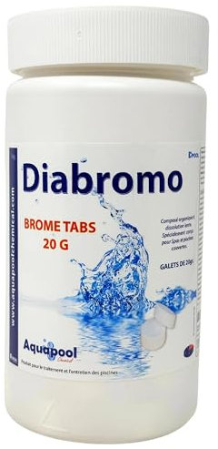 Brome Spa et Piscine, Entretien et Désinfection de l’Eau/Elimine Les impuretés de l’Eau - Dissolution très Lente - Pastilles de Brome de 20g, Pot de 1kg