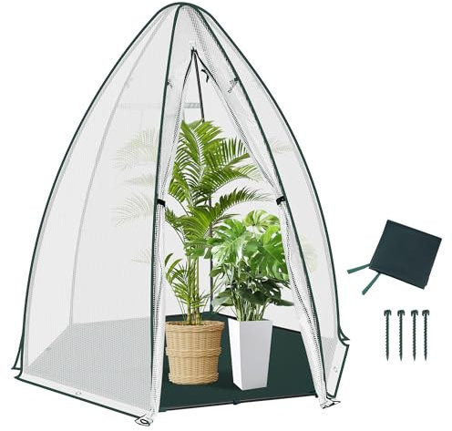 WOLTU Gewächshausfolie, PE transluzenter Kälteschutz für Tomatengewächshäuser, Pflanzenkälteschutz-Zelt, mit Reißverschluss-Tür / PE-Bodenplane, 160x180 cm, Weiß