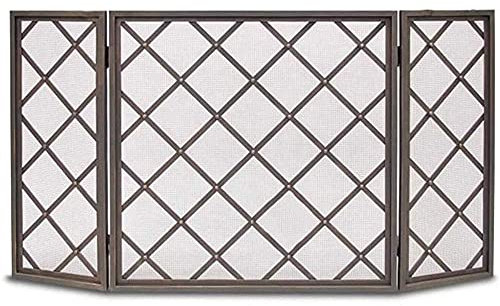 Fireplace Screen Guard, Schermo del Camino 3 Cerniere del Pannello Griglia di Protezione antincendio per Protezione dalla Fiamma di scintille, Nero 60x31,5 Pollici (Colore : Nero)