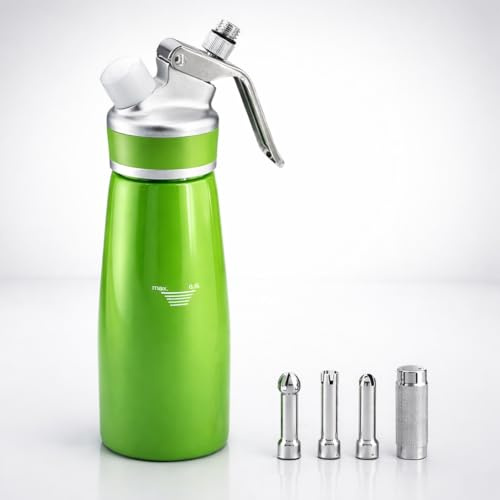 Whipped Cream Dispenser–Double Wall Insulated Aluminum Water Bottle with Stainless Steel 3 Nozzles, Extra-Large Capacity Whipping Cream Maker for Desserts, Coffee, Cocktails More-1002ml-White