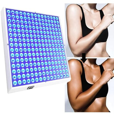Tanning Lamp,45W Face and Body Sunlamp with Hanging Ring Hook and Blindfold,460nm Full Blue Therapy Lamp LED Skin Tanning Light with 225pcs LEDs,Eye Protection Self Tanning Machine for Face,Body
