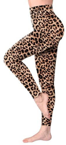 SINOPHANT Leggings Damen High Waist - Blickdicht Leggins mit Bauchkontrolle für Sport Yoga Gym(1 Leopard,3XL)