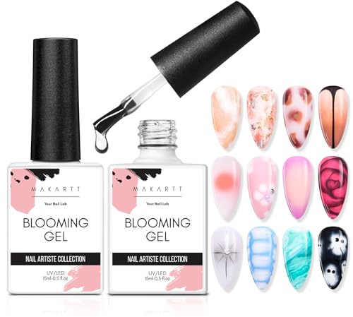 Makartt Blooming Gel - 30ML Clear Blossom Gel Nail Polish,Soak Off UV LED Marble Gels for Spreading Effect,Nail Paint and Nail Art,Nail Art Design DIY Manicure for Women