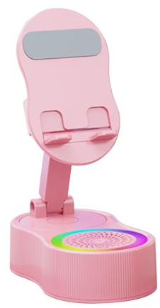 Genérico Soporte para Teléfono con Altavoz Inductivo, Soporte De Audio Inalámbrico con Luz RGB para Móvil, Base De Sonido para Tableta Grabación Dormitorio Transmisión En Directo Ver Películas
