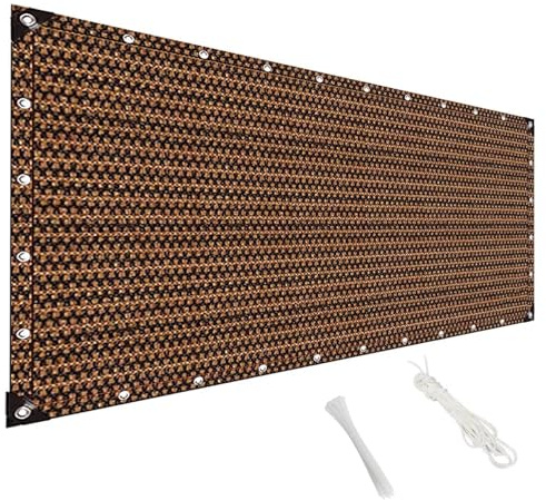 MAODUZI Telo Privacy per Recinzione 120x180cm, Copri Cancello Esterno Ripara dal Sole e dal Vento Copertura Ringhiera Balcone Esterno con Occhielli e Fascette per Balcone e Terrazza - Marrone