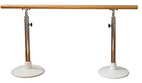 Barra de Ballet portátil para Adultos y niños con Altura Ajustable, Mango de Madera Maciza y Varilla de extensión de Base Pesada.