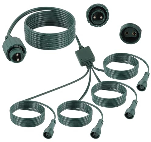 HUAREW Connettore Luci Natale 72in, 2 Pin Splitter Per Luci Natalizie, 1 a 4 Connettore per Luci di Natale, Connettori Cavo di Prolunga per Stringa ende Catena Luminosa Interno