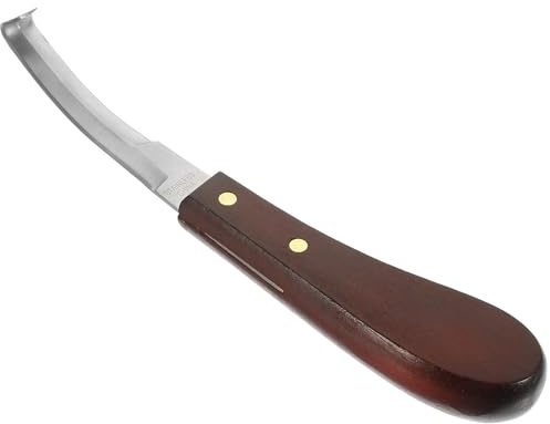 MUSISALY Cuchillo Mango de Madera Ergonómico Resistente al Desgaste para Pezuñas de Acero Inoxidable para Recorte Práctico de Cascos en Caballos y Ganado