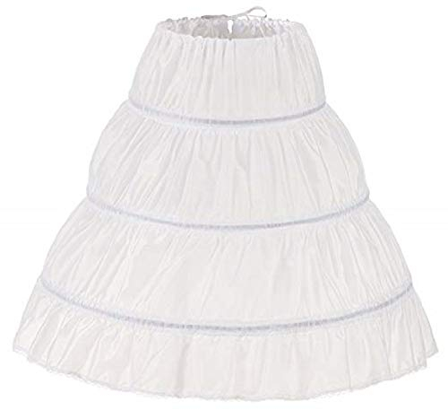 MEITEMEI Kinder Reifrock A Linie 3 Ringe Petticoat Unterrock Mädchen Lang Prinzessin Kleid Halb Slip (7-13 Yrs,Length 25.6, Weiß)