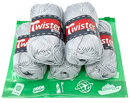 Handstrickgarn Häkelgarn Baumwollgarn Stricken Haekeln Basteln 5x50g Fb.92 silber inkl.Zippbeutel