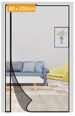 Yotache Moustiquaire Porte 80 x 200 cm, Moustiquaire Baie Vitree, Bâtons Magnétiques, Fermeture Automatique, Anti-Insectes Pour Porte De Balcon, Porte Cave, Porte De Terrasse