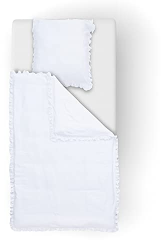 DONE Bettwäsche Amelie mit Rüschen 155x220cm inkl. 1 Kissenbezug pflegeleicht 100% Baumwolle