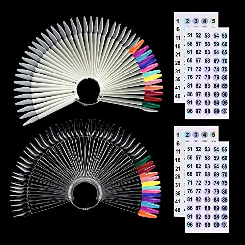 Nuancier Ongles Numéroté, Lot de 100 Onglier Nuancier Transparent et Naturel avec 2 Autocollants de Numéro, Présentoir Vernis Semi Permanent pour Nail Art
