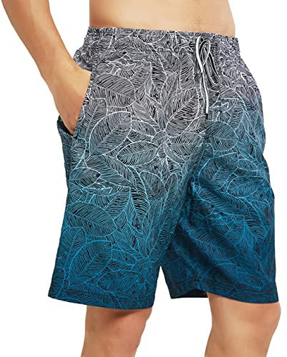 KONFEN Bañador Hombre, Shorts de Baño Shorts de Playa Secado Rápido, Pantalon Corto Traje de Baño con Forro de Mallas Casual para Natación Vacaciones, Azul XXL