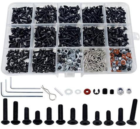 520pcs Universal RC Screw Kit Screws Assortment Set, Hardware Fasteners for Traxxas Redcat Arrma Axial RC4WD HSP HPI SCX10 Losi 1/8 1/10 1/12 1/16 Scale RC Crawler Cars Trucks