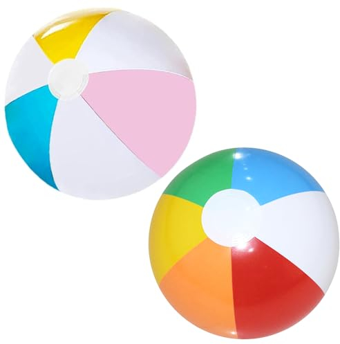 Hojalis Palla Gonfiabile, 2Pcs Pallone Gonfiabile, Palloni Gonfiabili, Palloni da Spiaggia Gonfiabili, Pallanuoto Gonfiabile Colorata, per Piscina,Spiaggia,Feste All'aperto,Feste Estive E Regali(40cm)