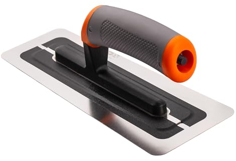 MIVOS llana alisadora de acero inoxidable 240mm - Premium - llana alisadora profesional de acero inoxidable con empuñadura blanda ergonómica - Llana alisadora MADE IN EU