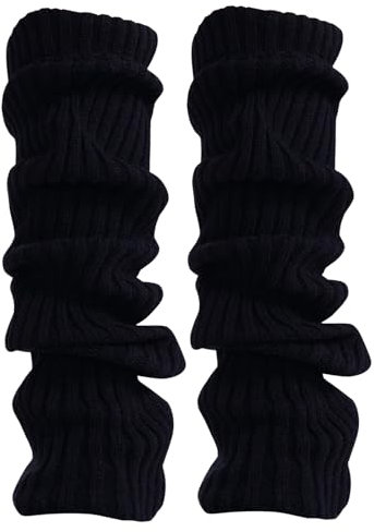 HFMYGS Lange Gestrickt Beinwärmer, Damen Winter Beinstulpen, Frauen Leg Warmers, Winter Crochet Strick Bein Stulpen Kniestrümpfe, Damen-Beinwärmer Für Gestrickte Legwarmers,Stricken,Warm (Schwarz)
