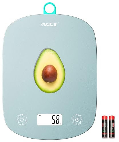 ACCT Balance de cuisine 11lb/0.1oz, Balance alimentaire en grammes et en oz, Balance de cuisine pour la cuisson et la préparation des repas, 6 unités avec fonction tare, affichage LCD (vert)