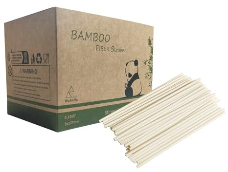 Cannucce biodegradabili per cocktail, cannucce usa e getta compostabili ecologiche, mini agitatore da bere in fibra di bambù da 5 pollici, confezione da 1000 pezzi
