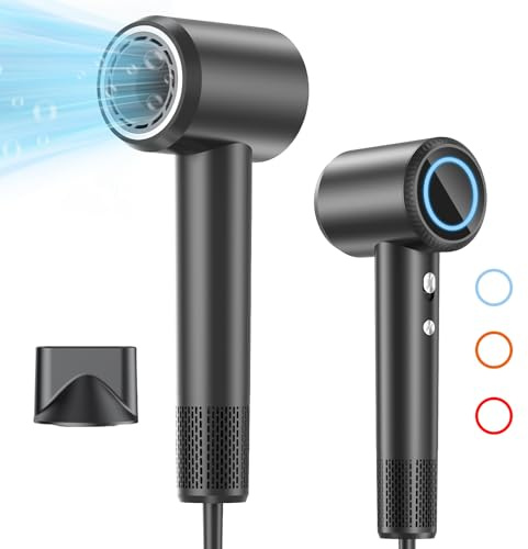 HyAdierTech Haartrockner mit Diffusor, 2400W Professioneller Fön Haartrockner mit 2 Geschwindigkeits und 3 Hitzeeinstellungen, 110.000 U/Min Hochgeschwindigkeits-Föhn für Reisen und Zuhause (schwarz)