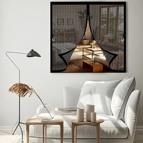 Zanzariera Magnetica Zanzariera 52 x 116 cm, Anti-Zanzare, Anti-Insetti, Rete Ultra-Fine, Installazione Facile, per Finestra per Porta Finestra Balcone, Nero