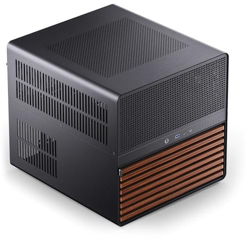 Jonsbo Caja NAS N5 - E-ATX Cube Case con capacidad para 16 unidades, 8 ranuras, diseño de malla, decoración de madera, USB-C, ideal para NAS y estaciones de trabajo, color negro