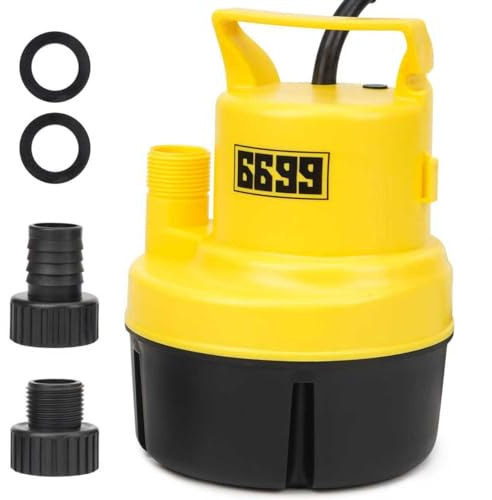 6699 Submersible Sump Pump 1/3 HP 1800GPH Utility Pump Thermoplastic Electric Portable Transfer Water Pump with 10-Foot Cord for Pool Tub Garden Pond Draining Tankless Heater Flushing