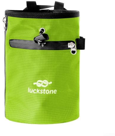 Borsa per gesso per arrampicata su roccia e palestra, con struttura a prova di perdite, interno in pile e cintura regolabile con moschettone per sollevamento pesi e boulder (verde)