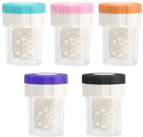 TLDBATICE porta lenti a contatto, Mini portalenti per lenti a contatto con cestino, 4,7x3,7cm contenitore lenti a contatto, macchina per la pulizia portatile per la casa in viaggio (5 pezzi)
