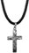 Kuzzoi Männer Lederhalskette mit Kreuz Anhänger aus massiven 925 Sterling Silber, Kette aus geflochtenem Rinderleder in schwarz, Dicke 5,5mm, markante Exklusive Herren Ketten mit Anhänger ZOI-001-55