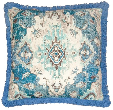 Mandala Life ART Meditationskissenbezug - 65 cm mit Fransen - Quadratisch bedruckter Boho Chic Bodenkissenbezug aus Baumwolle