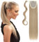 S-noilite Haarteil Zopf Pferdeschwanz Glatt Haarverlängerung Natürlich Wrap on Ponytail Wie Echthaar Hairpiece 58cm Lang Hell aschbraune mix Bleichmittel Blond
