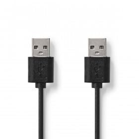 Nedis USB-Kabel | USB 2.0 | USB-A Stecker | USB-A Stecker | 480 Mbps | Vernickelt | 2.00 m | rund | PVC | Schwarz | Aufhänger