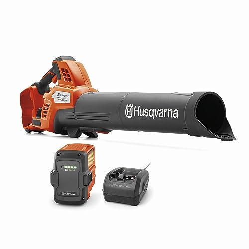 Husqvarna Leaf Blaster 350iB Battery Powered Cordless Leaf Blower, 200-MPH 800-CFM Blower with Brushless Motor and Quiet Operation, 40V Lithium-Ion 7.5 Ah Battery and Charger Included, 970569904
