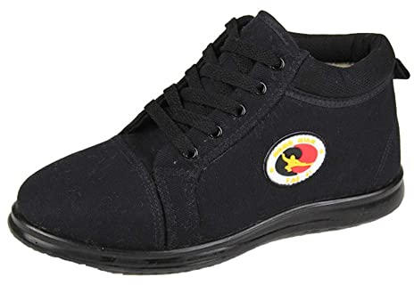 Martial Arts Sneaker, Cuir Kung Fu Tai Chi Chaussures Haut Chaud Hiver Wushu Shaolin Sneakers pour Hommes,Noir,45 EU