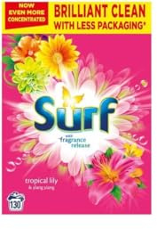 Surf Tropical Lilly Fabric Washing Powder Biological Solution Natural Essential Oil For Fresh and Clean Cold and Hot Washes - 125 Washes - By Shop 4 Less