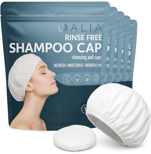 5 x ALIA Shampoo Cap Rinse Free Microwavable | Hair Cleansing Hats for Elderly and Disabled | Waterless Washing for Festival goers and Campers |1 Pack of 5
