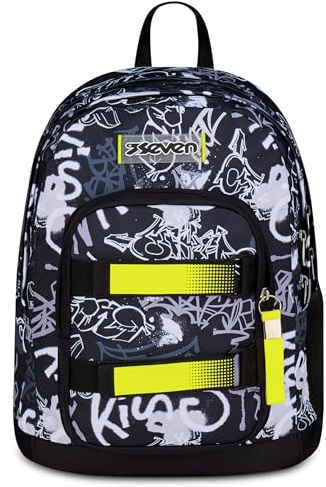 Seven Sac à dos double compartiment New Fit, gris, poche porte-bouteille, grande capacité, dossier préformé, sac à dos scolaire, enfant et garçon, gris, Taglia unica, Moderne