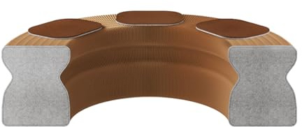 Divano pieghevole in carta a fisarmonica, moderna panca retrattile in carta, poggiapiedi marrone a 3 posti, elegante tavolo d'accento per soggiorno e ufficio, altezza 42 cm