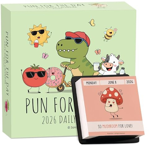 Odetina 2026 Pun Motivational Desk Calendar, Daily Tear-Off Pages with 365 Jokes & Inspirational Quotes, Flip Desktop Calendar for Home Office Workstation, Space-Saving Durable Funny Desk Decor