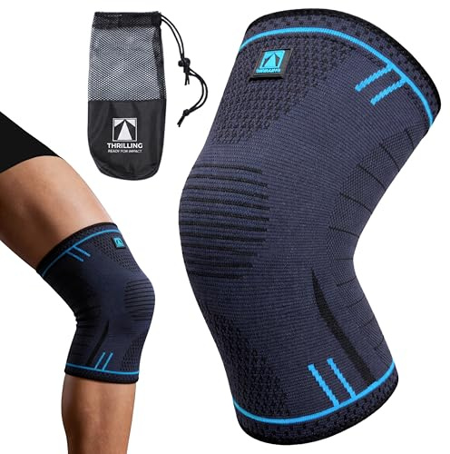 THRILLING Rodillera Deportiva Compresión para Menisco y Ligamento Extra Grande - Función Estabilizadora y Ortopédica Tendinitis Artrosis Rotuliana - Antideslizante Silicona Correr Gimnasio Crossfit