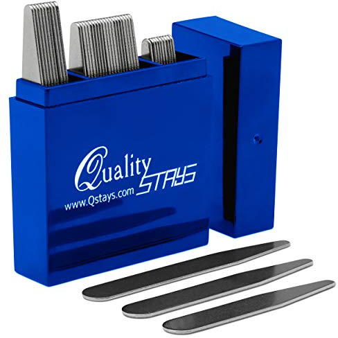 Quality Stays 40 Metal Collar Stays for Men – Stainless Steel Dress Shirt Collar Inserts in 3 Sizes