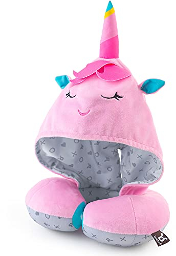Benbat Reise-Kopfkissen, Reisekissen, Baby, Nackenkissen für Kinder, Reisekissen, Kinder, Auto, Kopfstütze mit Reisekapuze, Einhorn-Motiv, BE-HH180