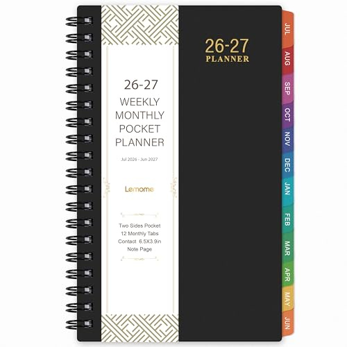 2026-2027 Pocket Calendar/Planner - Weekly & Monthly Pocket Planner for Purse, Jul. 2026 - Jun. 2027, 6.8 x 4.1, Strong Twin - Wire Binding, Plastic Cover