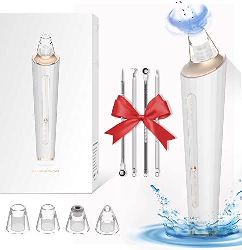 Aspirateur Point Noir Visage, Appareil à Point Noir Professionnel Nettoyant de Pores Vacuum Rechargeable USB avec 3 Modes 4 Têtes pour Extracteur Comédons Boutons Graisse Quatre Outils Inclus (Bleu)