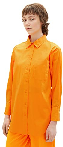 TOM TAILOR Denim 1032792 Blouse Rayée Femme ,31684 - Bright Mango Orange ,M