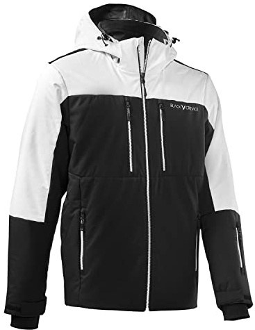 Black Crevice Herren Skijacke, 10.000mm Wassersäule, atmungsaktiv, schwarz/weiß, L